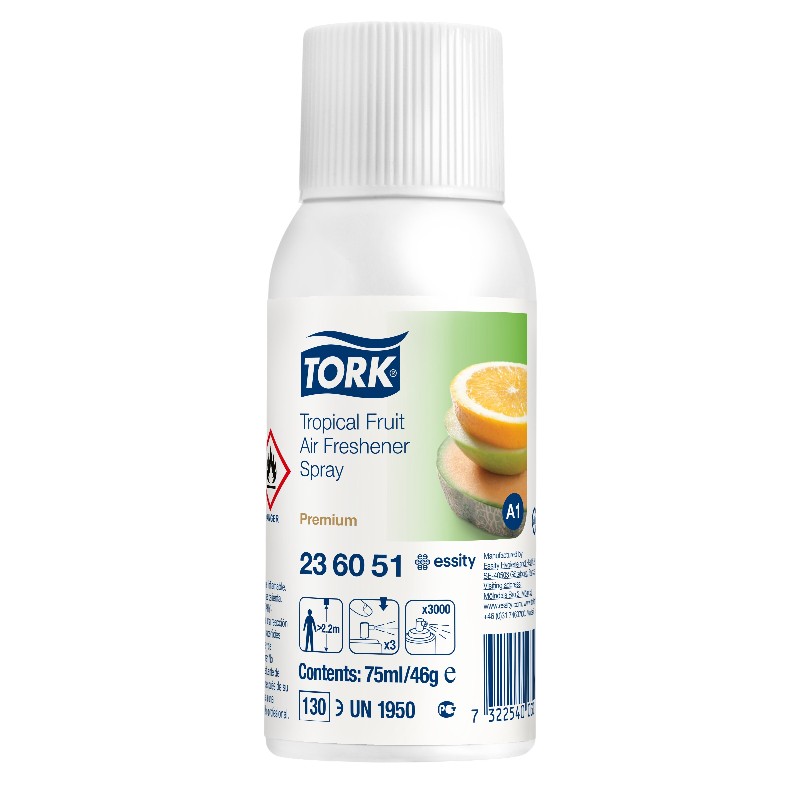 236051 - Tork® Luchtverfrisser Aerosol - 75ml - Geur Tropische Vruchten - A1 - Verpakking van 12